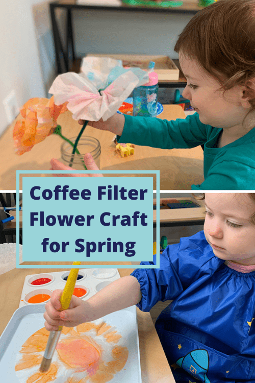 Coffee Filter Flower Craft, Montessori, toddler, art, homeschooling, spring craft, easter craft, mother's day craft, kids, color mixing, dropper, practical life