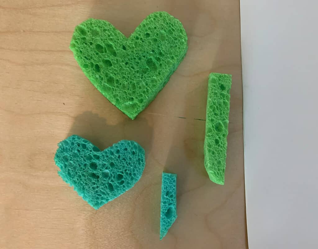 shamrock heart sponge st. patrick's day craft art Montessori Homeschooling