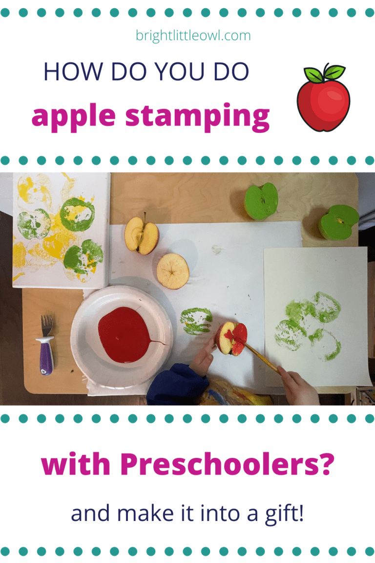 Apple stamping, Montessori, preschoolers, toddlers, craft, gift, painting, art, canvas