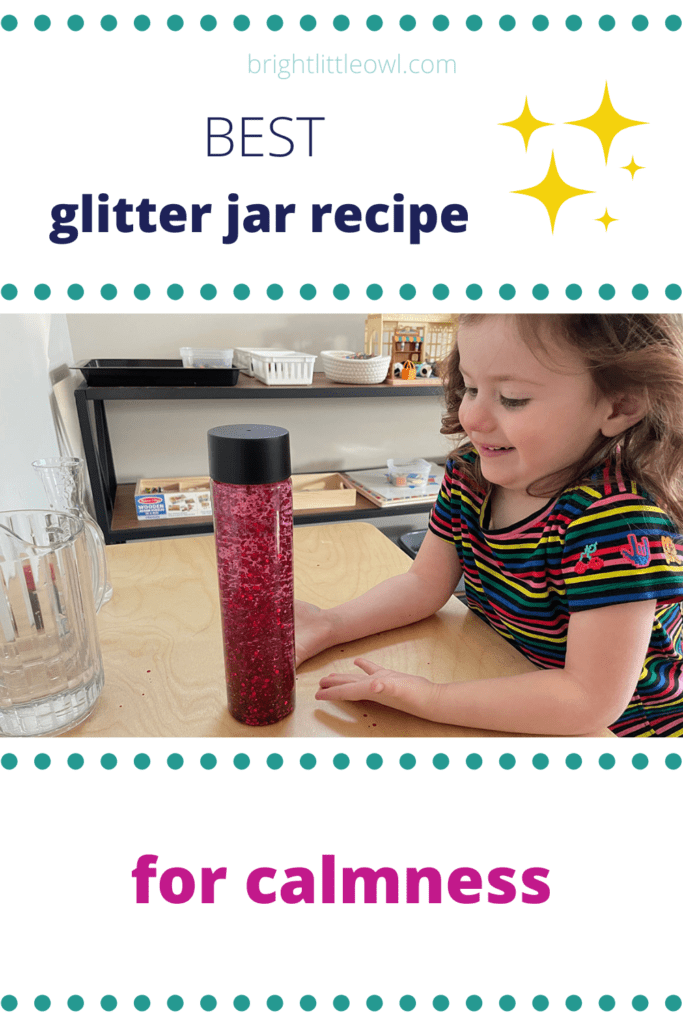 glitter jar recipe, calm, peace, mindfulness, Montessori