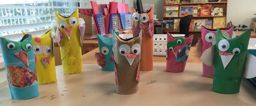 owl craft, recycled, Montessori, toilet paper roll, classroom