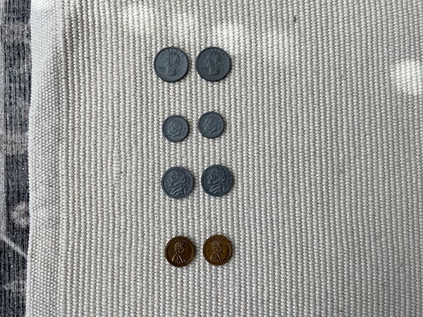 visual discrimination, coins, matching, Montessori