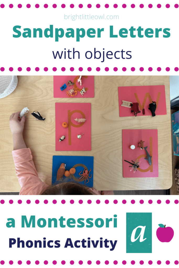 sandpaper letters with objects pins