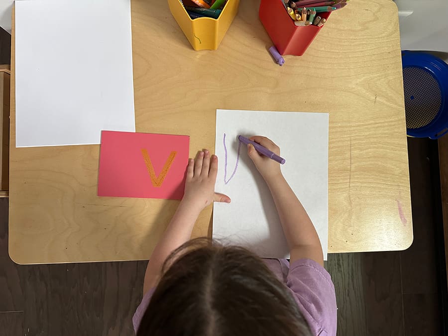 handwriting practice, Montessori, paper