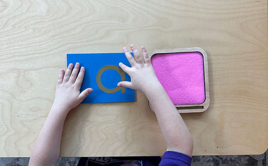 sand tray, Montessori, handwriting