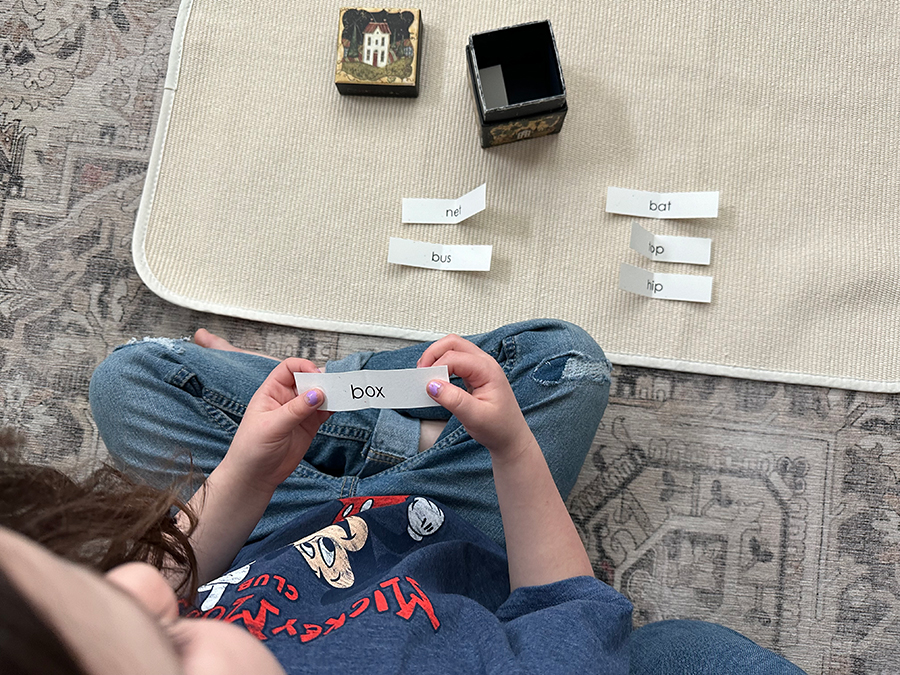 reading games, Montessori, secret box