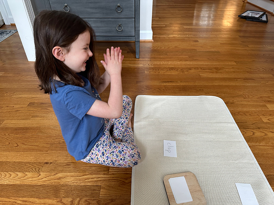action cards, Montessori, reading